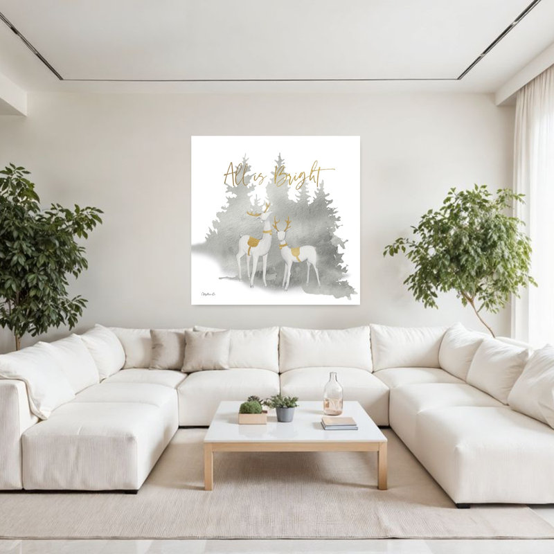 Art contemporain hivernal pin de Woodland, H 48 po x l 48 po
