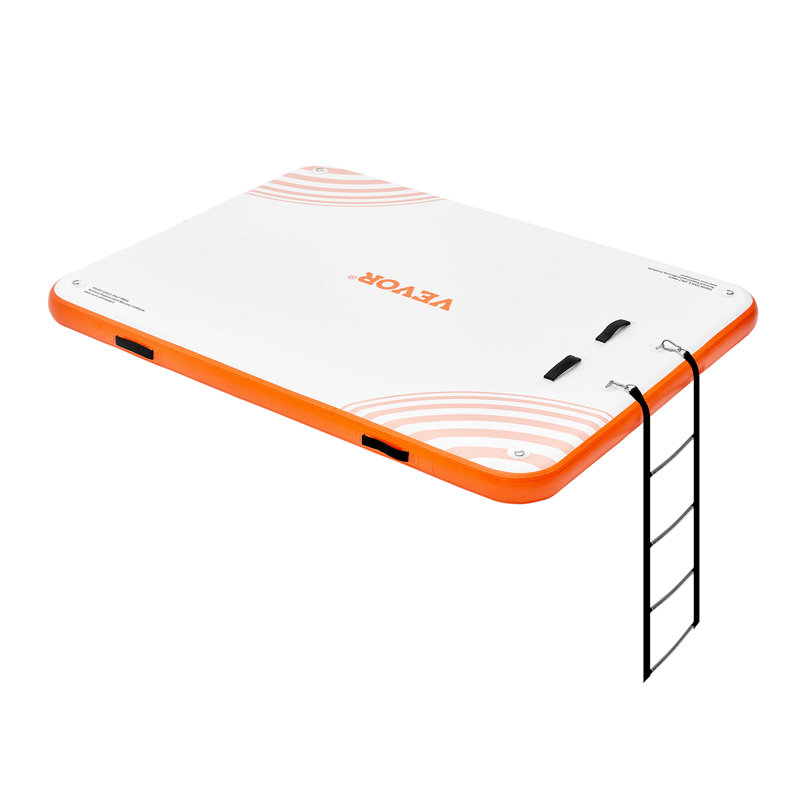 Non-Slip Water Floating Dock Mat with Detachable Ladder & Portable Carrying Bag, 8' L x 6' W