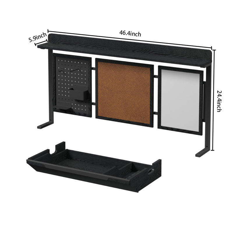 24.4" H Back Board only, Black, 24.4" H x 46.45" W x 5.9" D