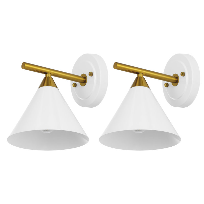 Berkay Armed Sconce, White/Brass Gold