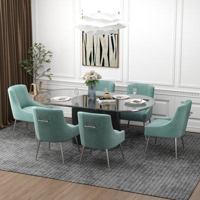 Chaise d'appoint rembourrée en velours Farr avec pieds argentés Farr