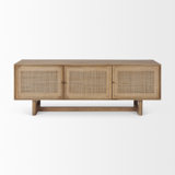 Grier 65.0L X 18.0W X 23.0H Medium Brown Solid Wood W/Cane Media Console