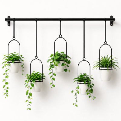 Ensemble de 5 cintres Macrame pour plante d'intérieur - jardinières suspendues bohémiennes, petite jardinière suspendue pour porte-plantes, cintres en corde de coton faits à la main pour décoration de fenêtre et balcon