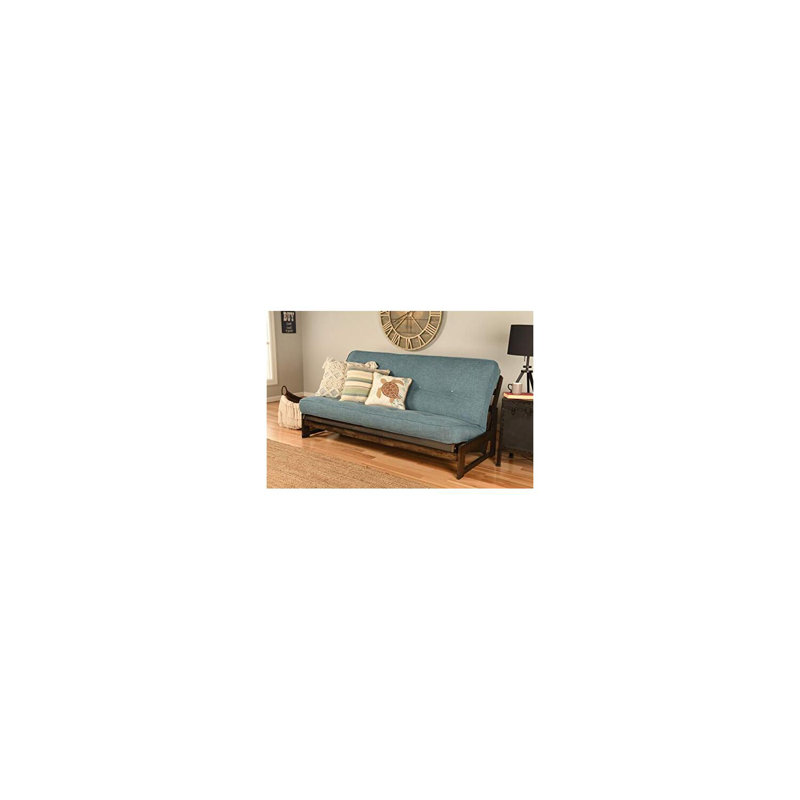 Aspen Frame-Reclaim Mocha Finish-Futon Frame Set with Mattress, Foldable Futon Frame with Sturdy Wood Build, Living Room Futon Frame with Mattress, Versatile Design