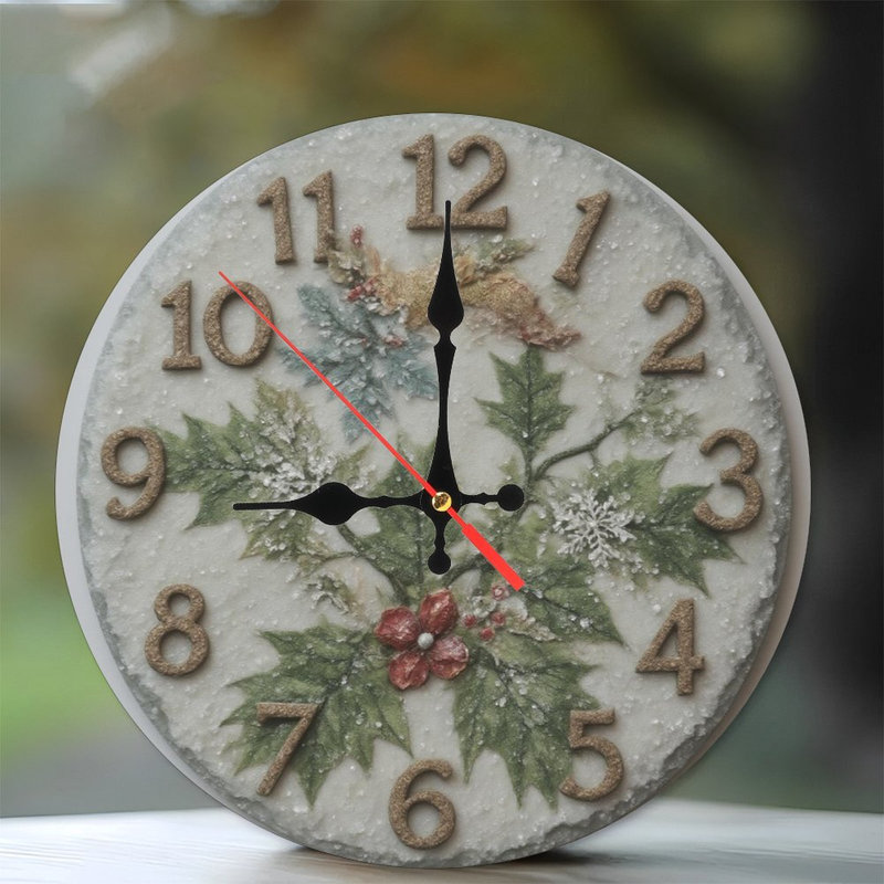Horloge-Face-Avec-Pastel-Feuilles