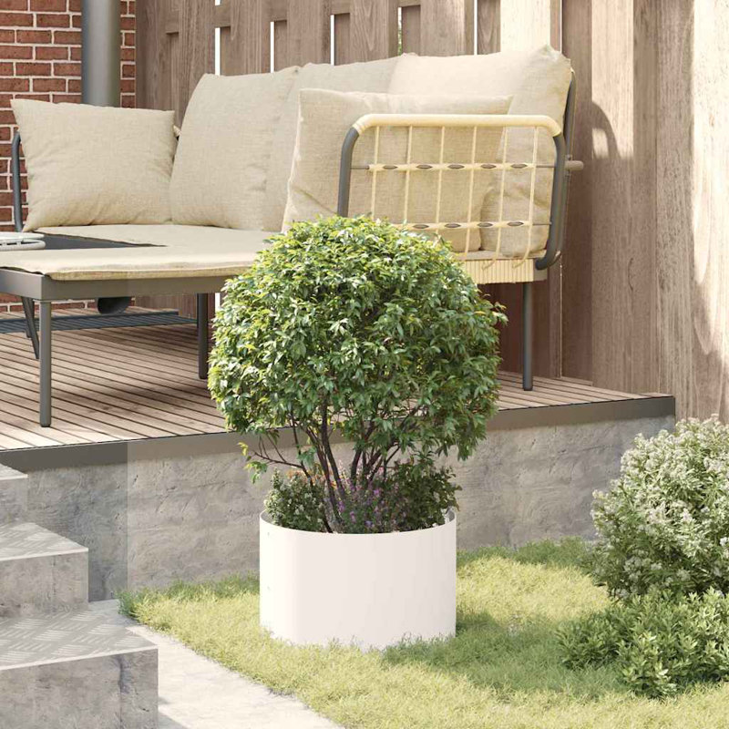 Garden Planter 20 Cm Steel, 20cmH x 30cmW x 30cmD, White