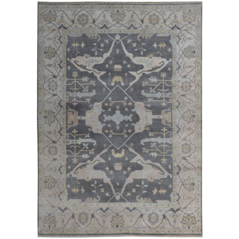 Tapis noué la zone grise à la main Serapis