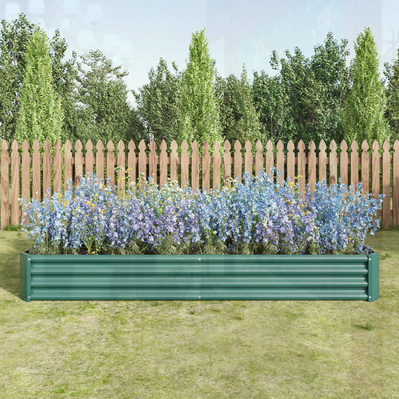 Metal Raised Bed Garden Flower Planters, 11.81" H x 91.34" W x 44.69" D, Green