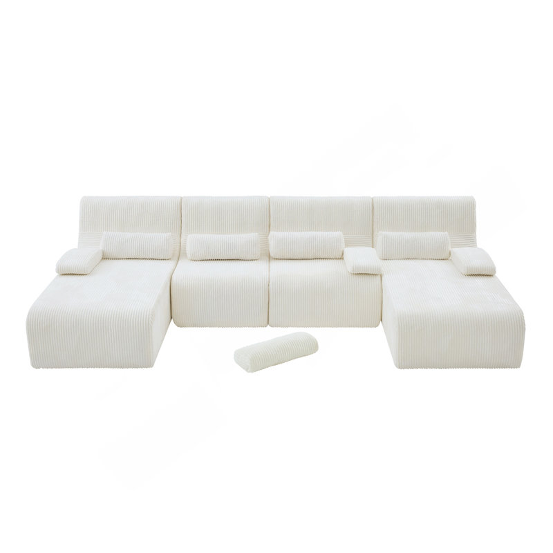 Canapé surdimensionné de 132,2 po sans canapé, Velours côtelé beige, Beige