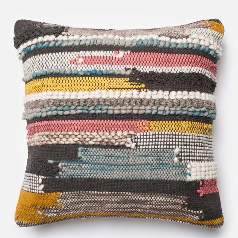 Multicolor Striped Cotton Blend Square Kids Pillow