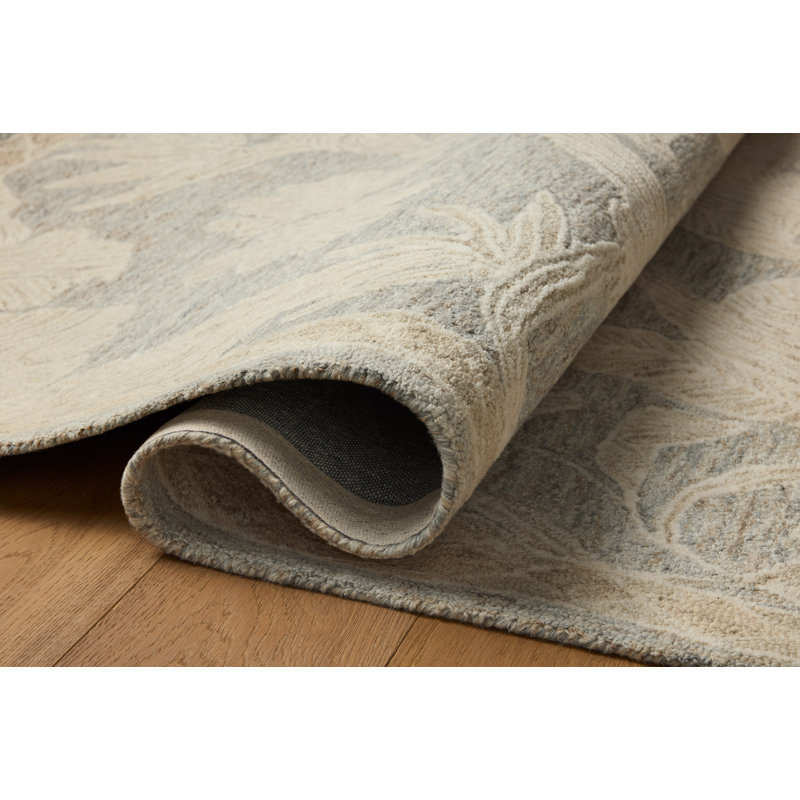 Tapis bleu / naturel Loloi Lenore, Carré 1 pi 6 po