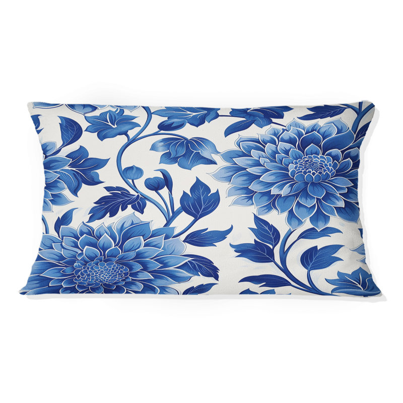 Cobalt bleu floral transitionnel III - Coussin lombaire transitionnel