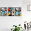 Abstract Bubbles and Patterns Pop Artwork Blue Red Yellow 3 Piece Wall Art-815391417