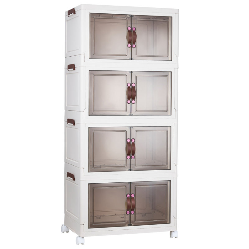 Armoire de rangement pliable à 4 niveaux - Organisateur pliable en plastique PP robuste pour garde-robe