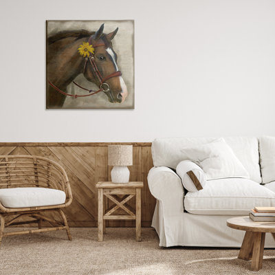 Barnyard Horse with Daisy Canvas, design by Suzanne Nicoll