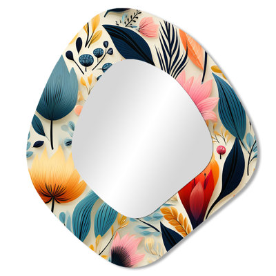 Botanical Pastel Color Flowers Composition - Botanical Bohemian Wall Mirror In Asymmetrical Shapes