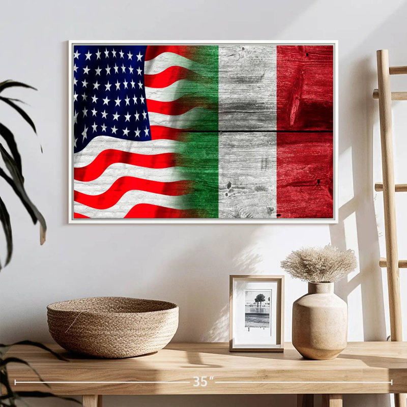 Nish des États-Unis et de l'Italie, Cadre flottant blanc, 25 po x 17 po