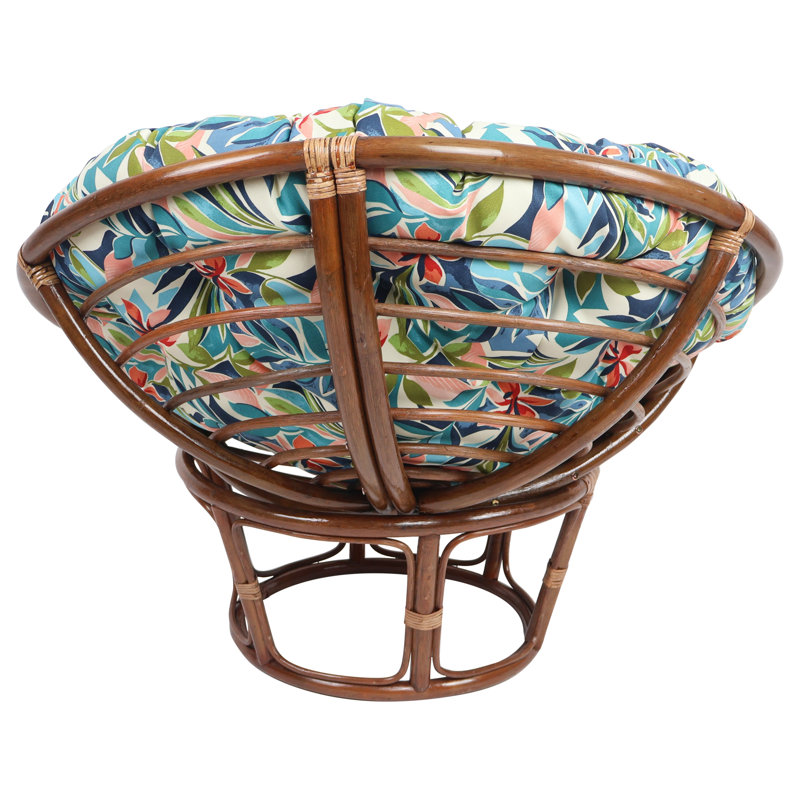 Outdoor Papasan Cushion (Cushion Only), 52" W x 52" D, Ivory/Blue/Somap Multi Floral