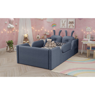 Upholstered Platform Bed with Rabbit Cushion