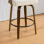 Tabouret de bar pivotant à 360 ° de style Mid-Century moderne en noyer avec dossier courbé rembourré (ensemble de 2)-2047351527