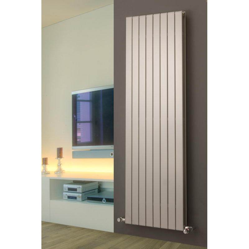 Andrew Vertical Designer Radiator, Silver, 180cm H x 67cm W x 8.6cm D, 2