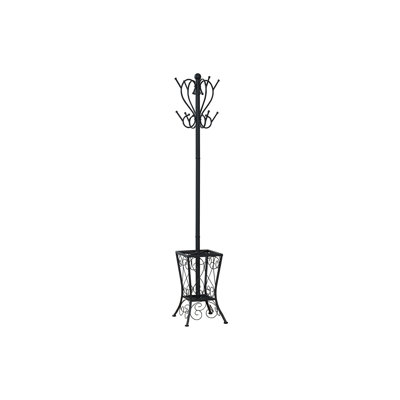 Coat Rack, Hall Tree, Free Standing, 8 Hooks, Entryway, 71"H, Umbrella Holder, Bedroom, Black Metal, Transitional
