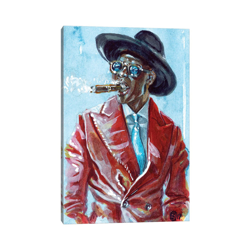 A Man And His Cigar by Sunflowerman - Wrapped Canvas Painting, 20.32 cm H x 30.48 cm W