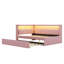 Lit plateforme tapissier pleine grandeur avec ports USB et ceinture à DEL, avec lit gigogne, rose-2130403982