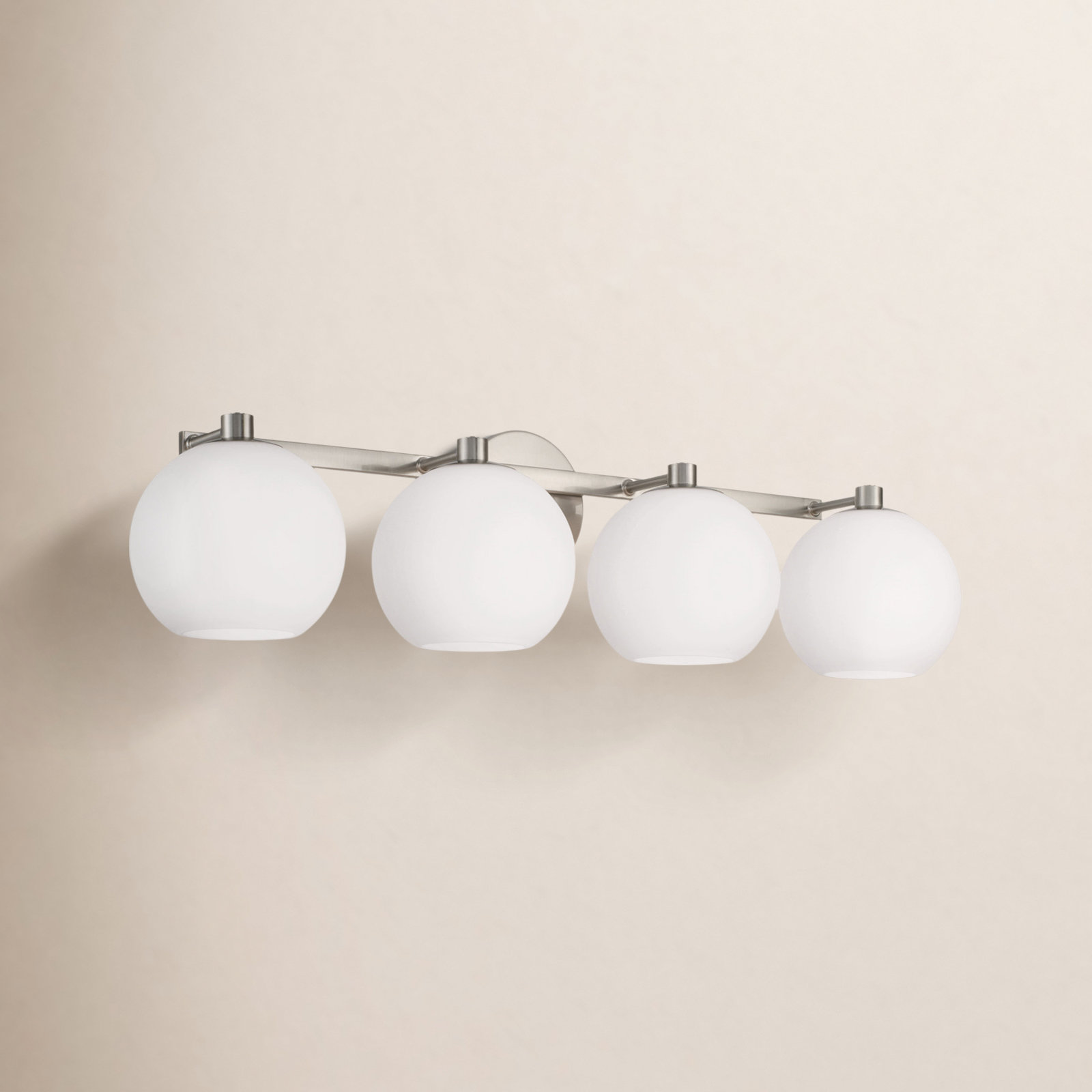 Ansley 4 Light Frosted Dimmable Vanity Light, Brushed Nickel