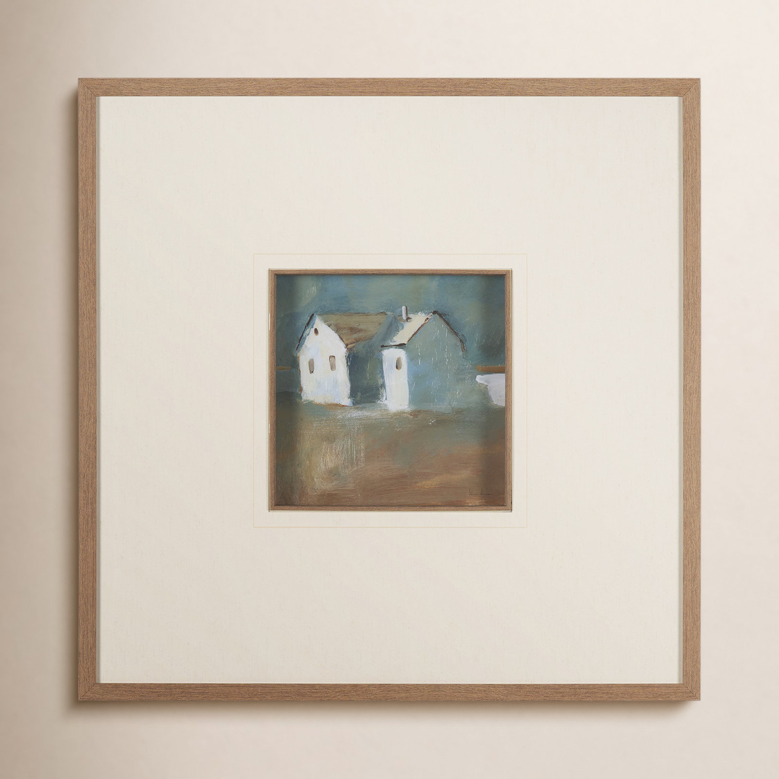 Dren View I By Studio A Hand Embellished Framed Art Print Matted Under Glass, Structured View II, 31.5" H x 31.5" W, Beige