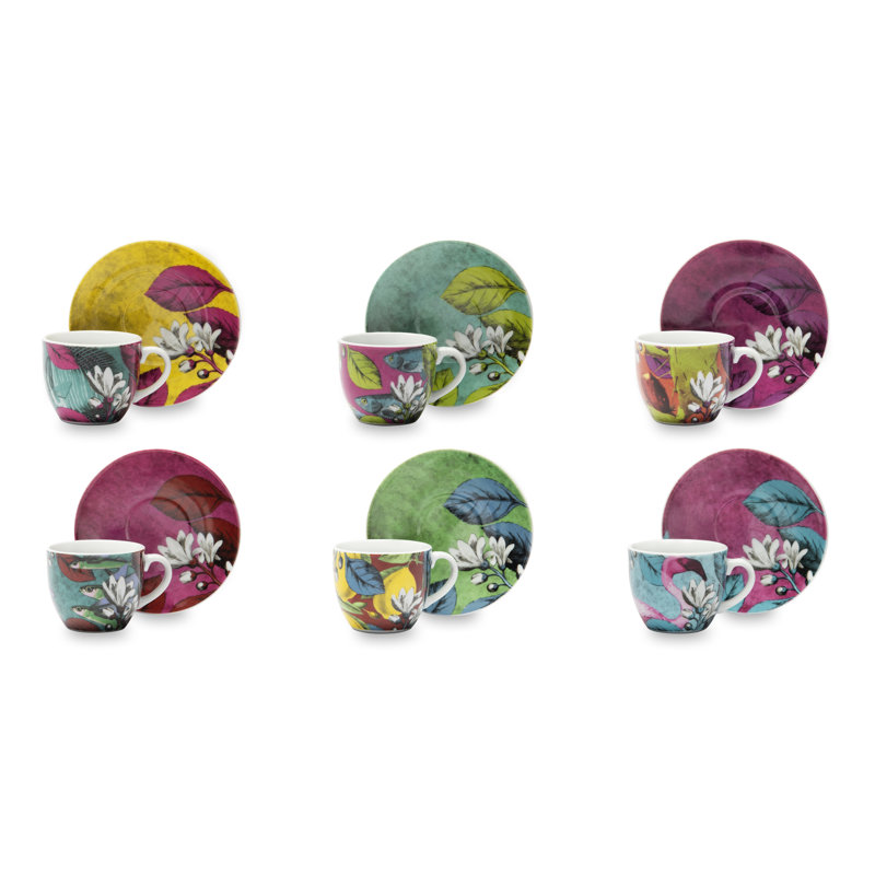Excelsa set of 6 espresso cups with saucers Rhapsody porcelain 8x5x6 cm