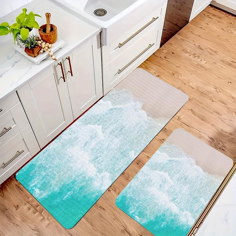 Ensemble de 2 tapis de flanelle antidérapants pour la salle de bain et la cuisine