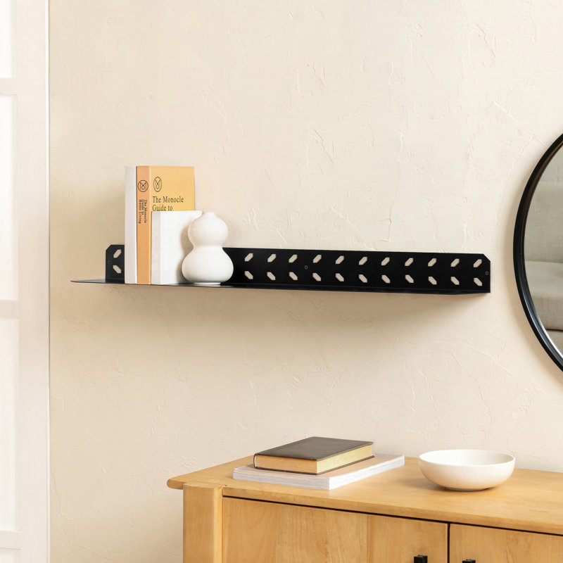 Tablettes flottantes murales en métal l 36 po Alma, Noir, H 3 po x l 36 po x P 6 po