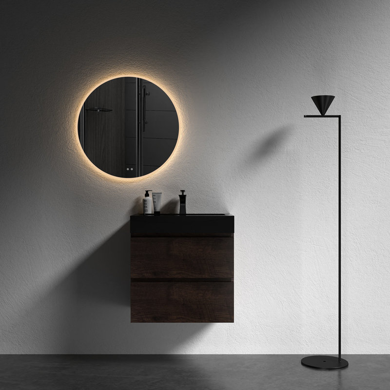 Elegant Matt Black Quartz Basin - Scratches And Maintain Elegance Bathroom In Matte Damage, 24"