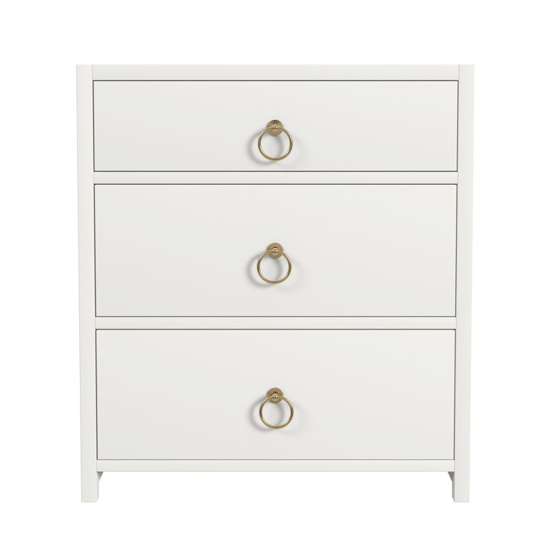 Table de chevet 3 tiroirs Elin, Blanc