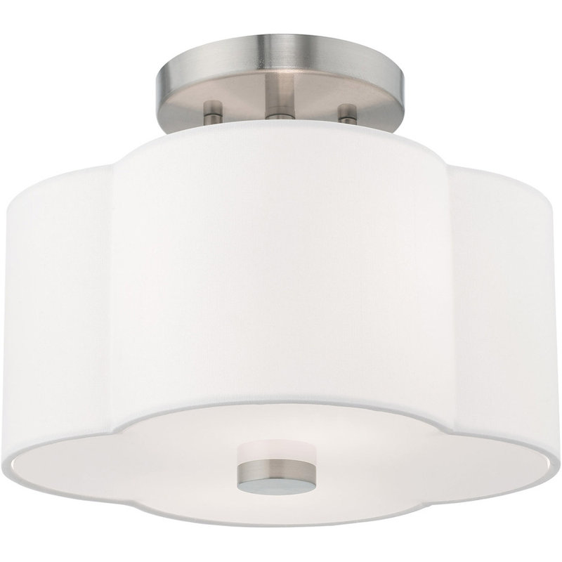 Glass Semi Flush Mount, White