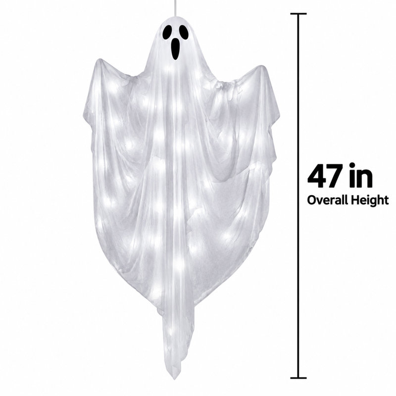 Fantôme lumineux suspendu de 1,20 m avec minuterie et 8 modes d'éclairage