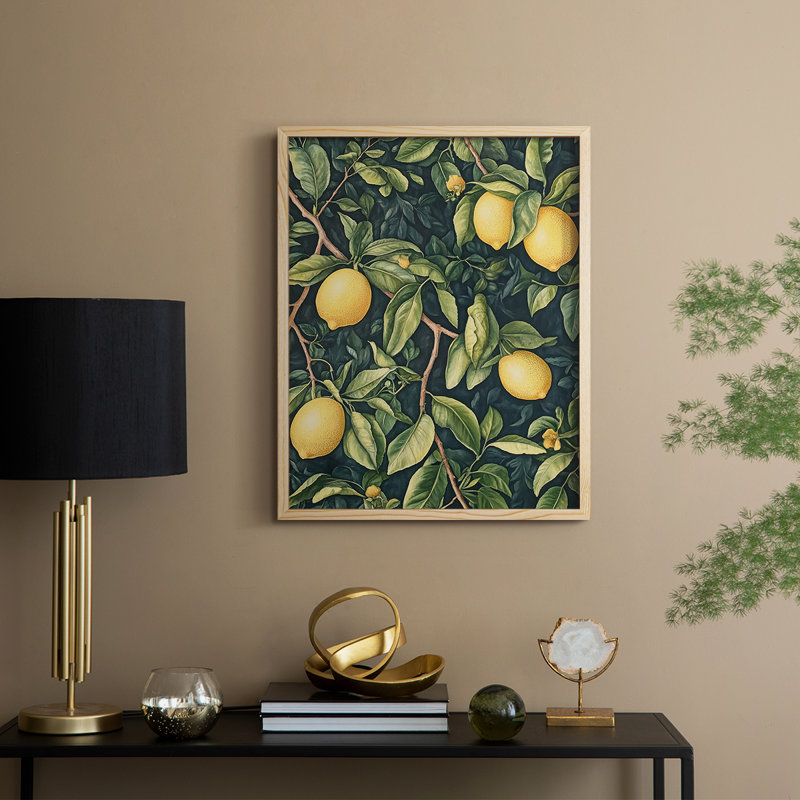 Reproduction encadrée, en bois massif, de la série DL XXIV de Wm Morris, H 15 po x l 12 po