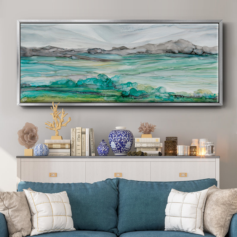 Pastoral Abstract- Framed Canvas, 20" H x 50" W