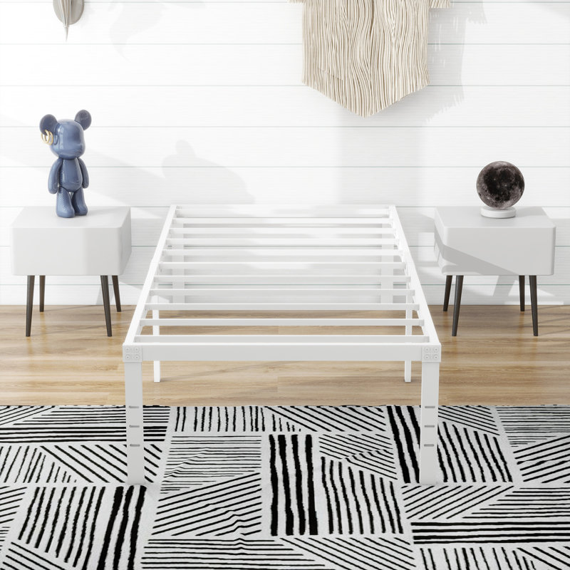 Base de lit plateforme en métal, Blanc, Simple TG
