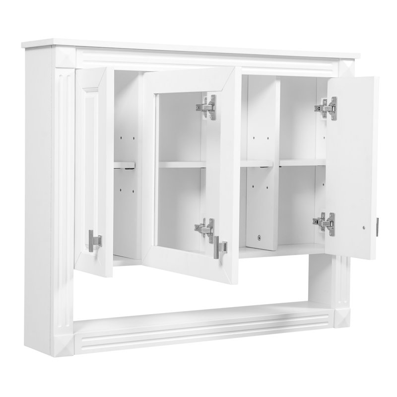 Armoire murale de salle de bain 35 pouces avec miroir et tablettes réglables, idéale pour un usage domestique dans un salon de style moderne