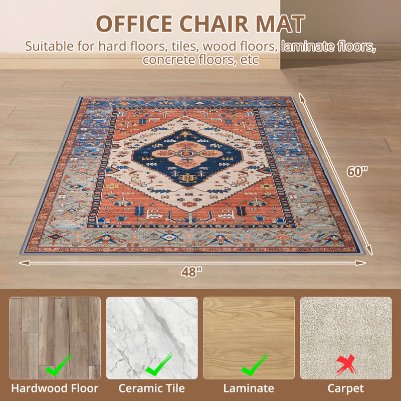 Tapis de chaise rectangulaire antidérapant