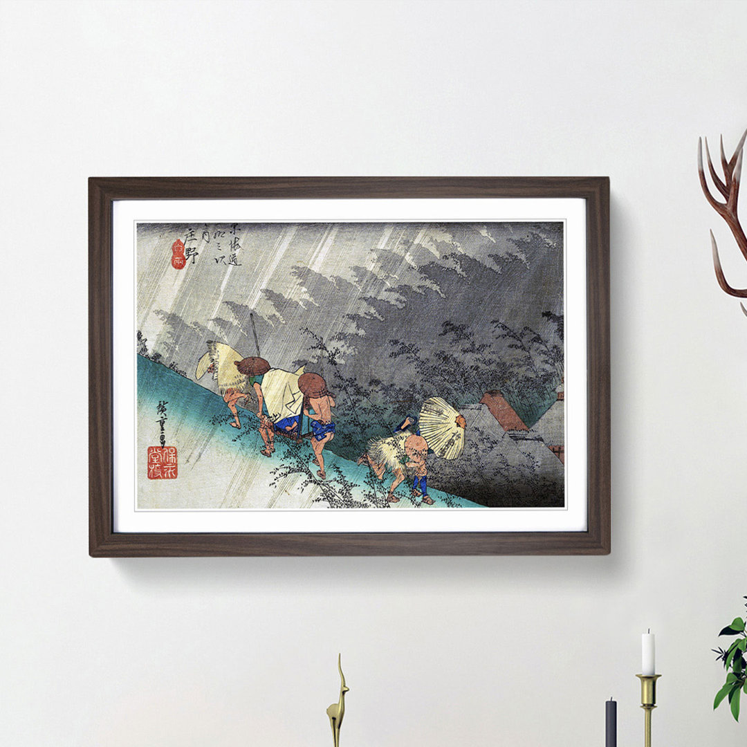 White Rain at Shono by Utagawa Hiroshige - Picture Frame Art Prints