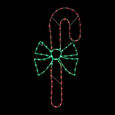 Décoration de Noël en forme de canne de bonbon éclairée 28 "avec nœud 28"