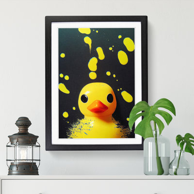 Rubber Duck Paint Splatter 1 Piece Single Picture Frame Wall Art