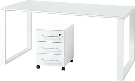 2 Piece Glass Writing Desk Office Set, White