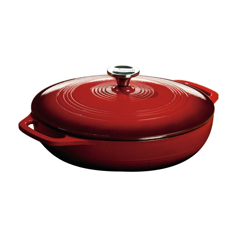 Lodge 3.6 Quart Enameled Cast Iron Casserole, Red