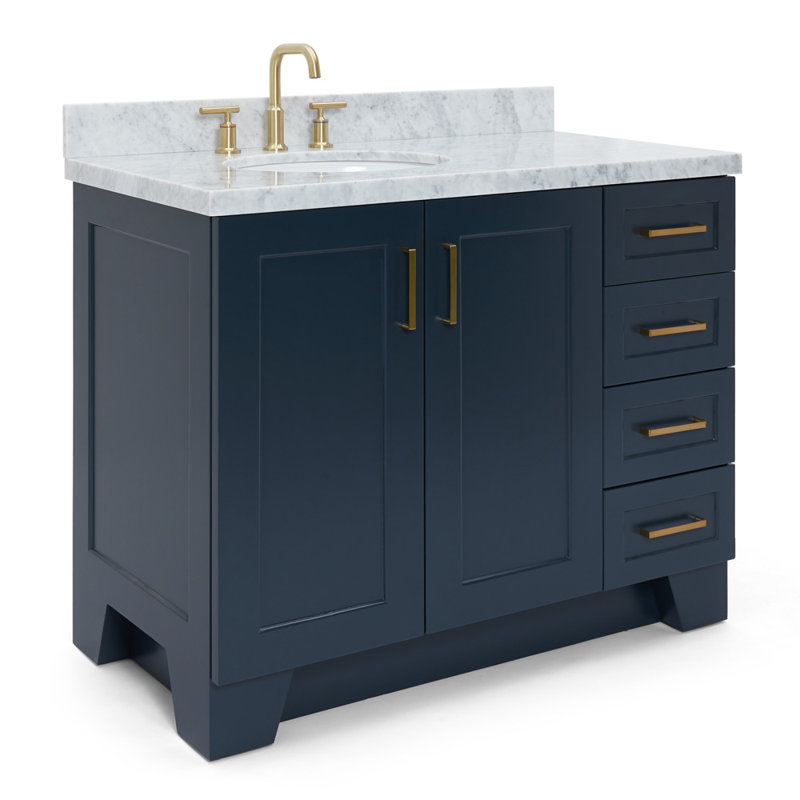 ARIEL TAYLOR 43 IN RIGHT OFFSET RECTANGLE SINK VANITY, Midnight Blue, Rectangle, Right