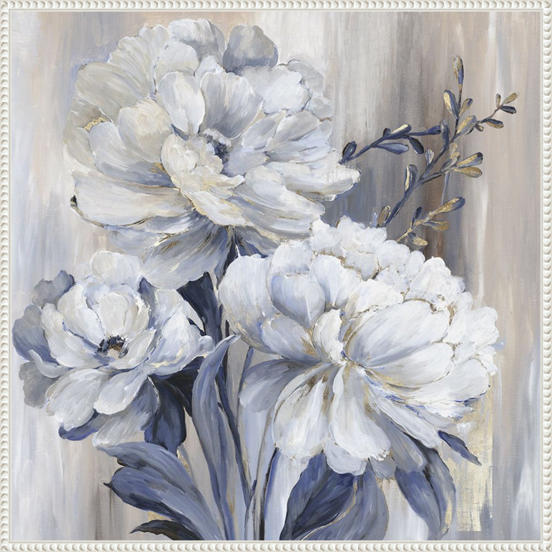 «Blue Botanic Dreams» par Asia Jensen, reproduction d'art sur toile encadrée, H 30 po x l 30 po