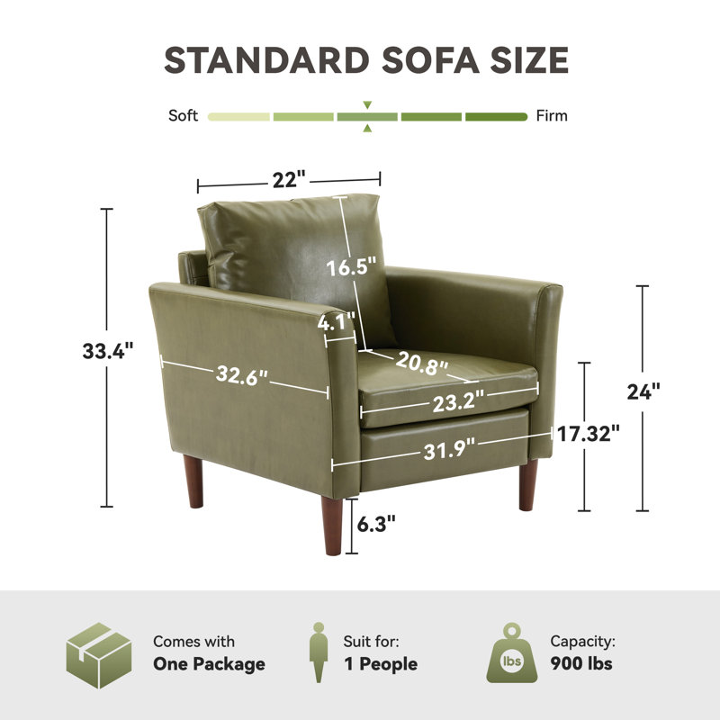 Fauteuil d'appoint en similicuir Bobur, Vert olive
